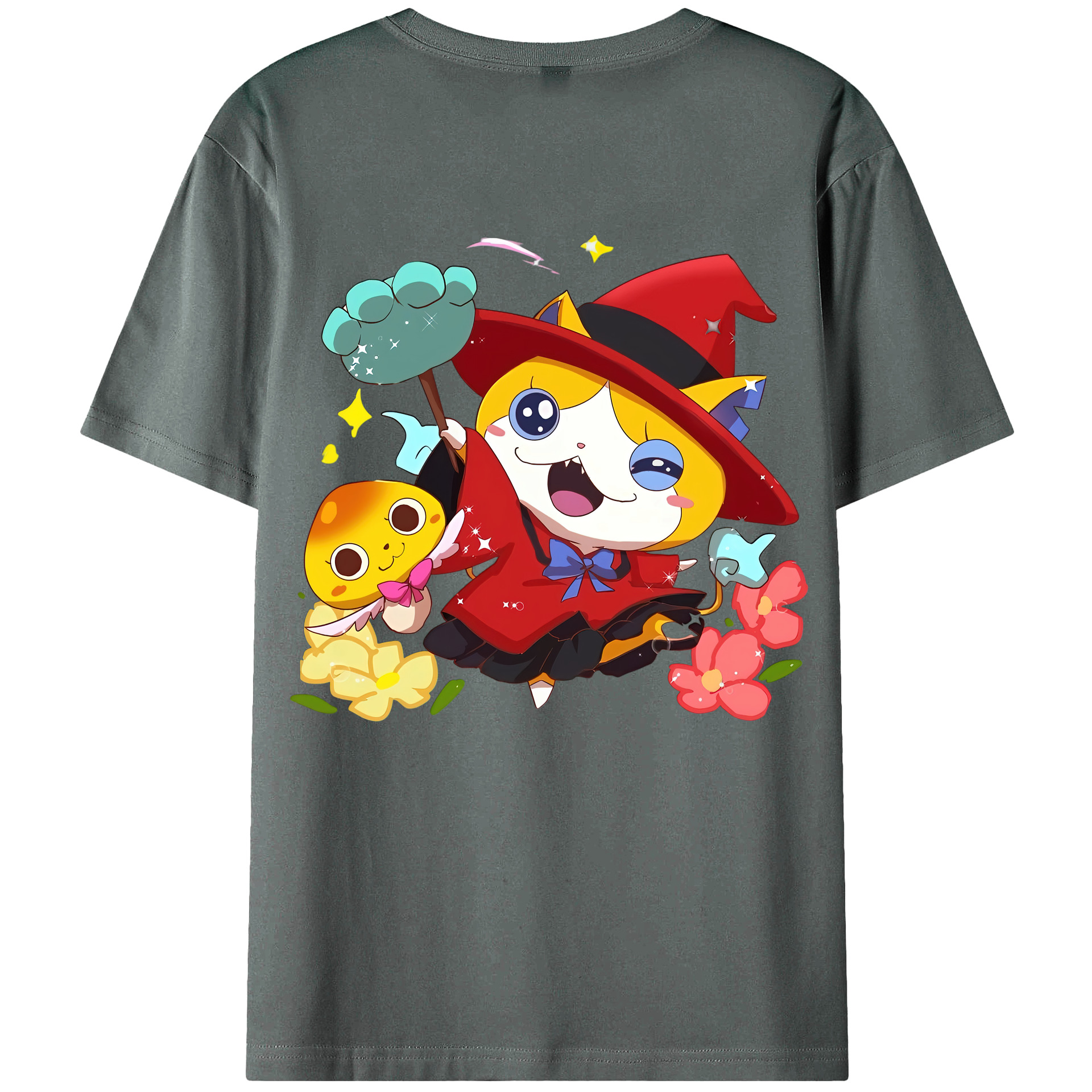 （画像用） 妖怪ウォッチ Yo-kai Watch 綿100％ メンズ半袖Tシャツ（バックプリント） 通気性